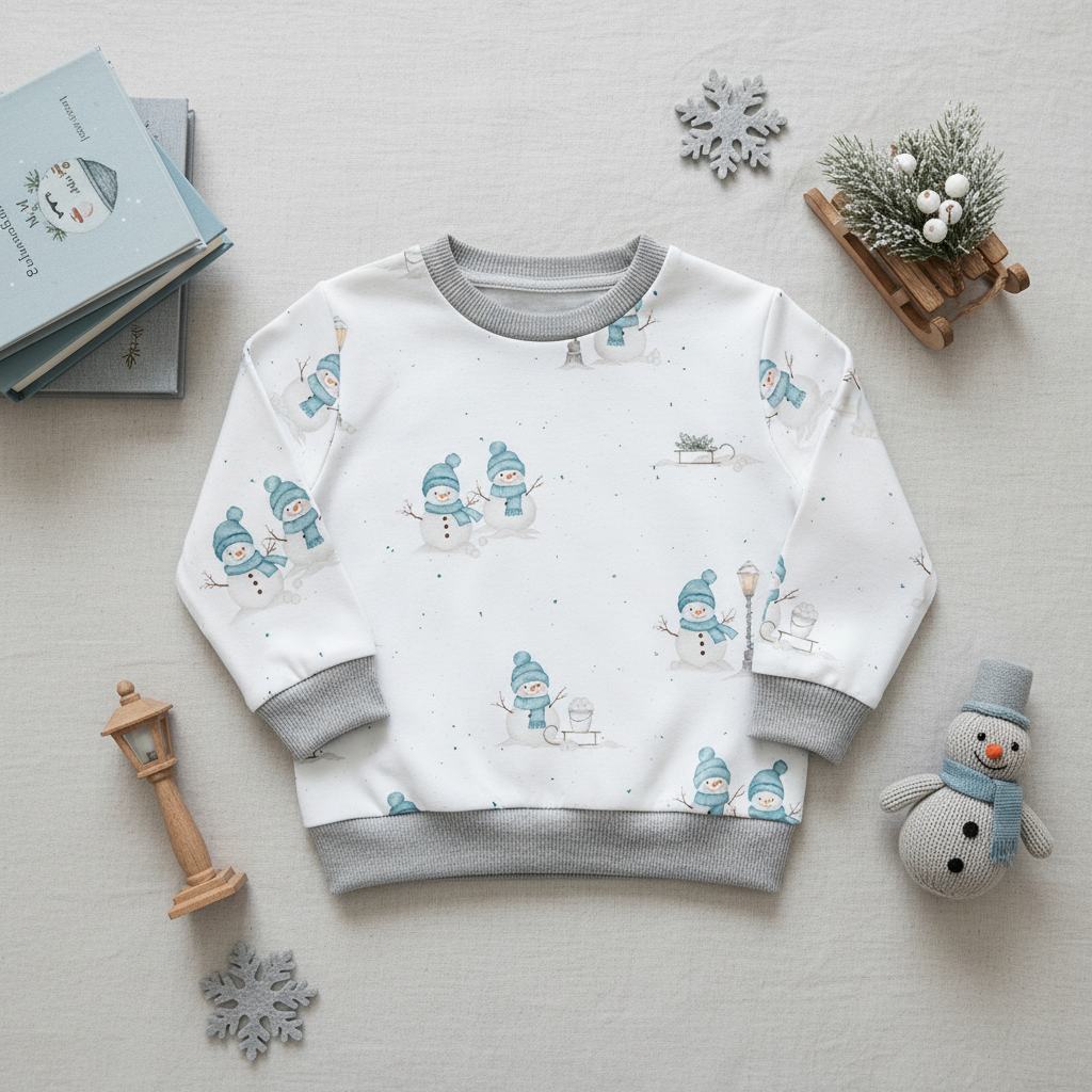 French Terry Schneemänner blau