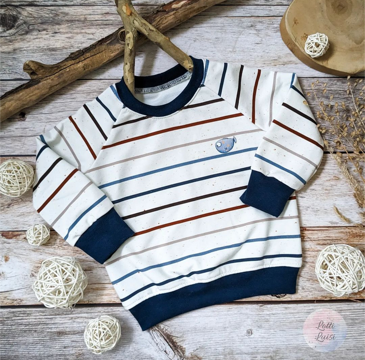 Jersey Konfetti Stripes Coffee Blue