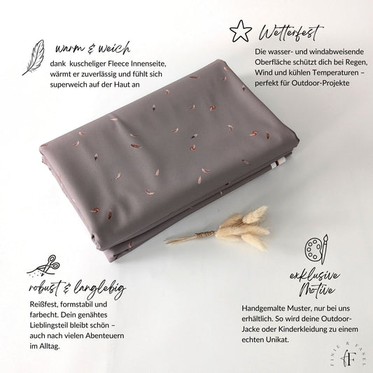 Vorbestellung Softshell Federn taupe