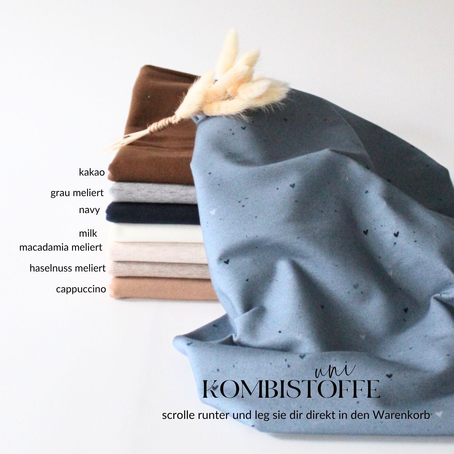 French Terry Blue Heart Konfetti