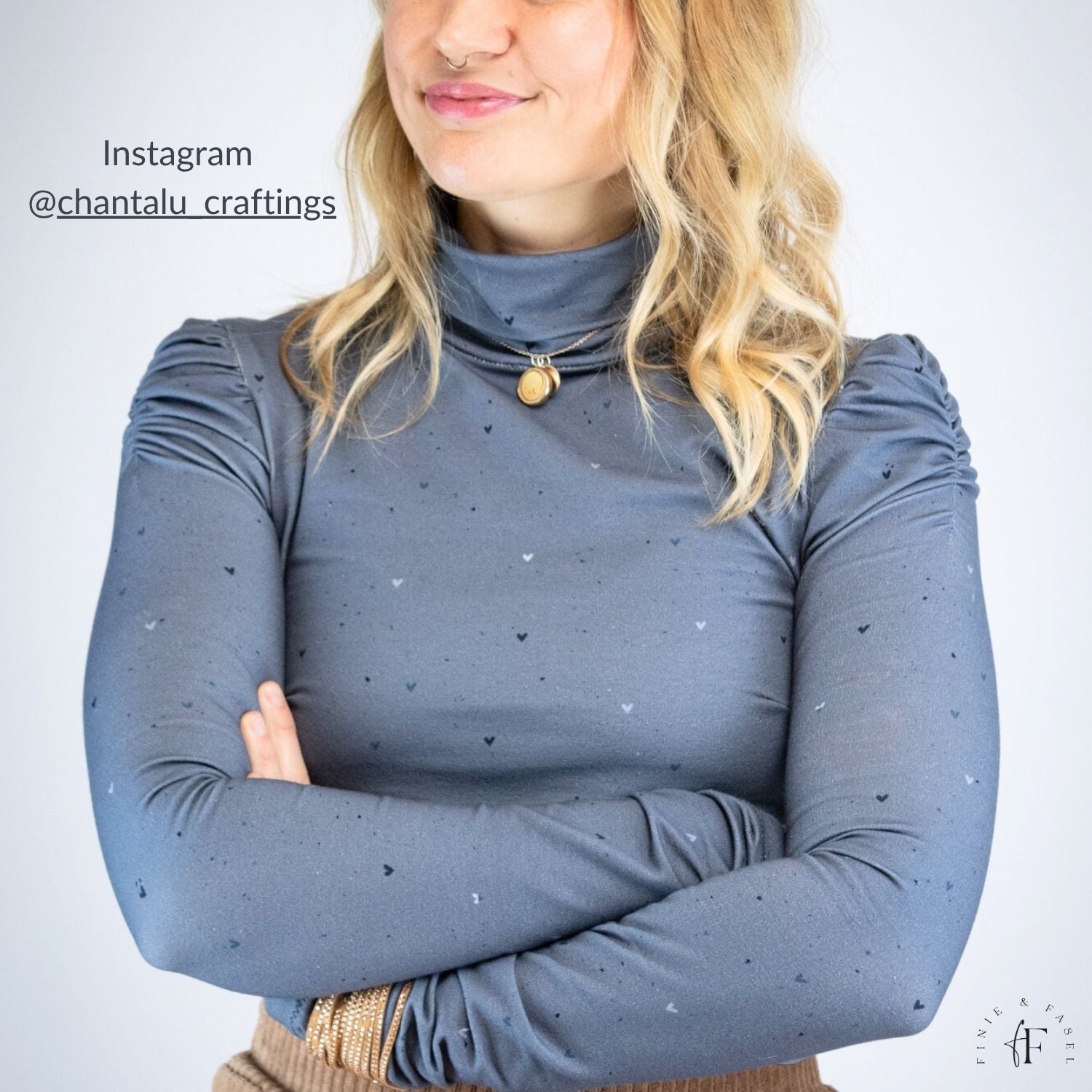 French Terry Blue Heart Konfetti