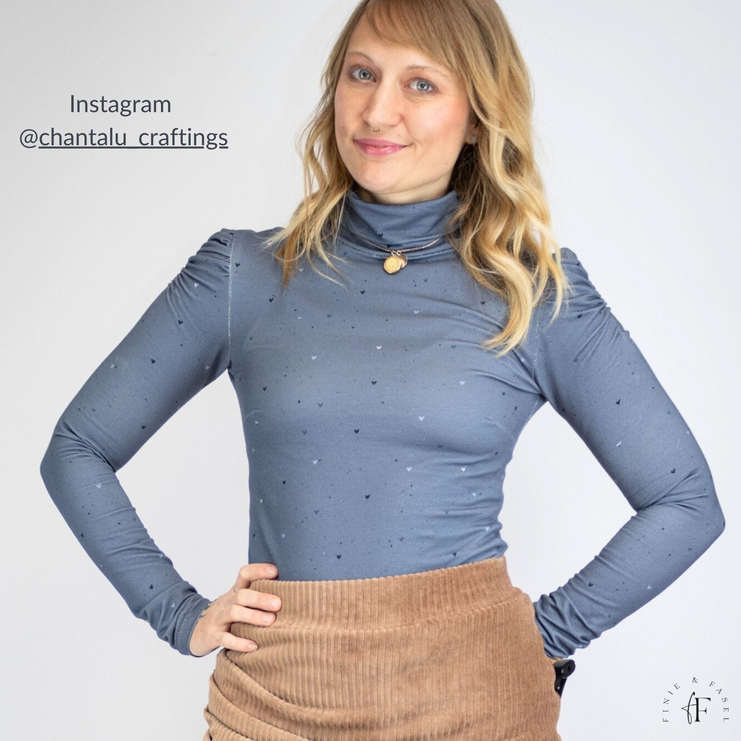 French Terry Blue Heart Konfetti