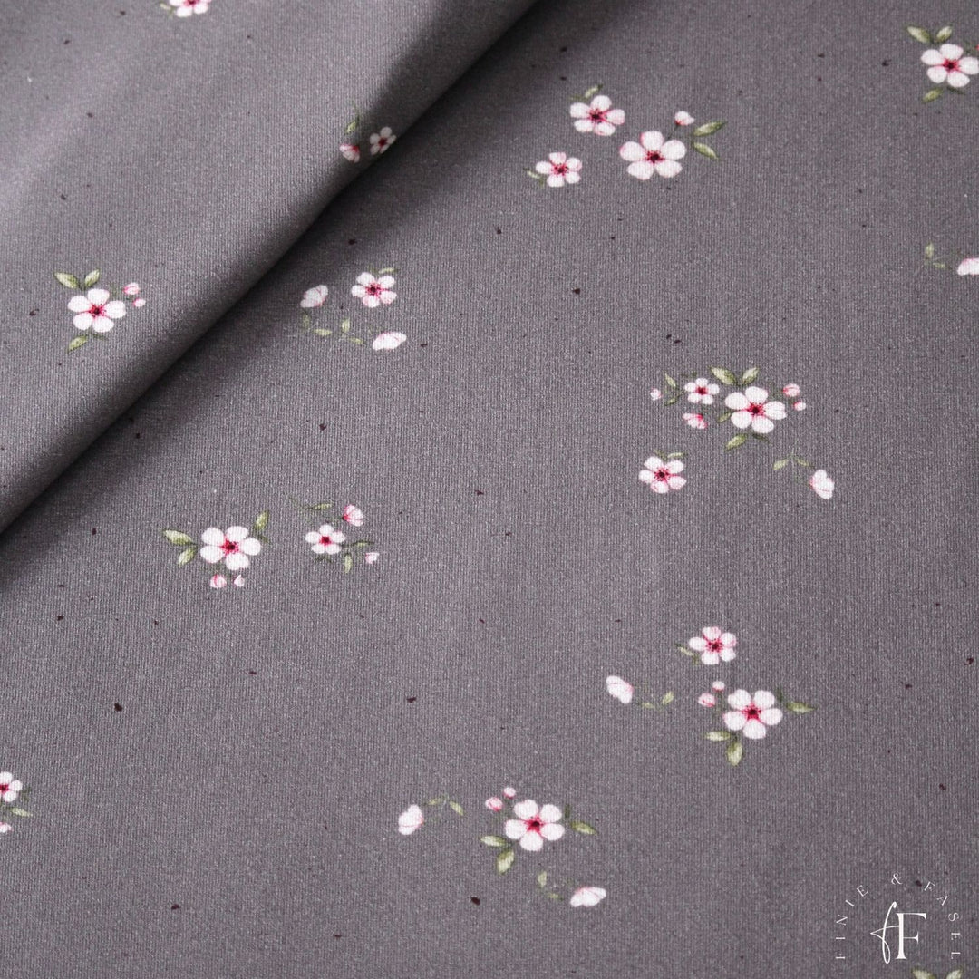 B Ware French Terry (Meterware) Cherry Garden grau (Druckfehler)