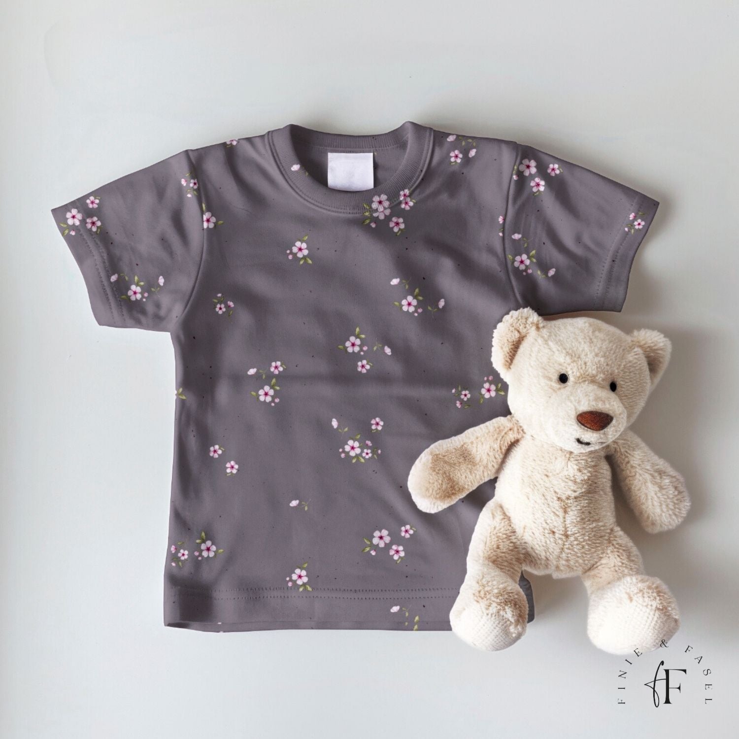French Terry Cherry Garden grau