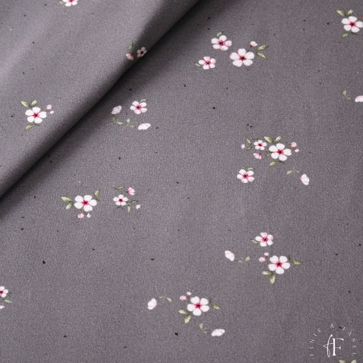 French Terry Cherry Garden grau