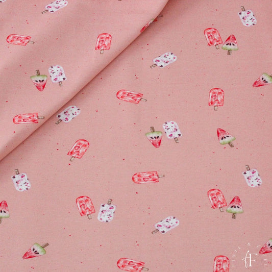 B WareJersey (Meterware) Ice Cream rosa (Blaue Flecken)
