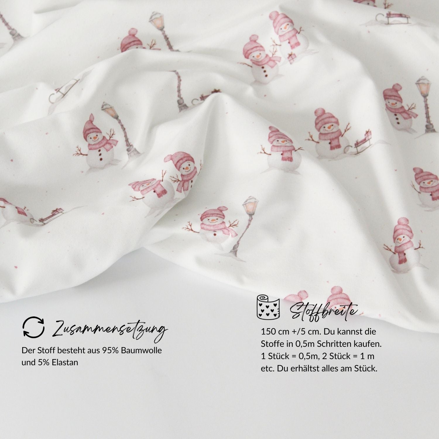 Vorbestellung French Terry Schneemänner rosa