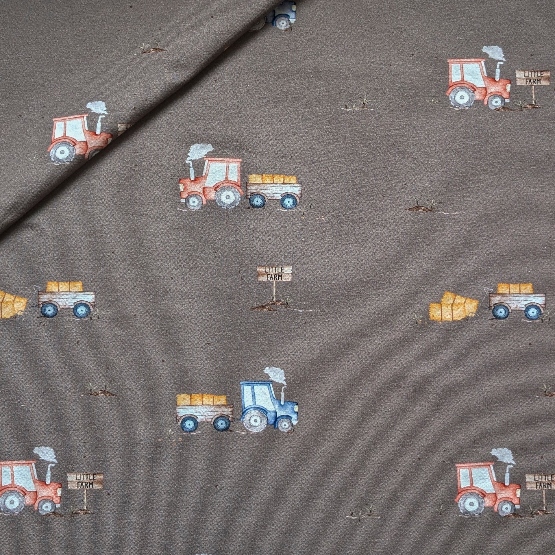 French Terry Treckerfahrt taupenbraun