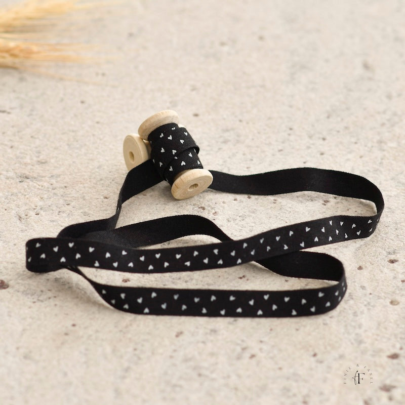 Designband schwarz "Herzen"
