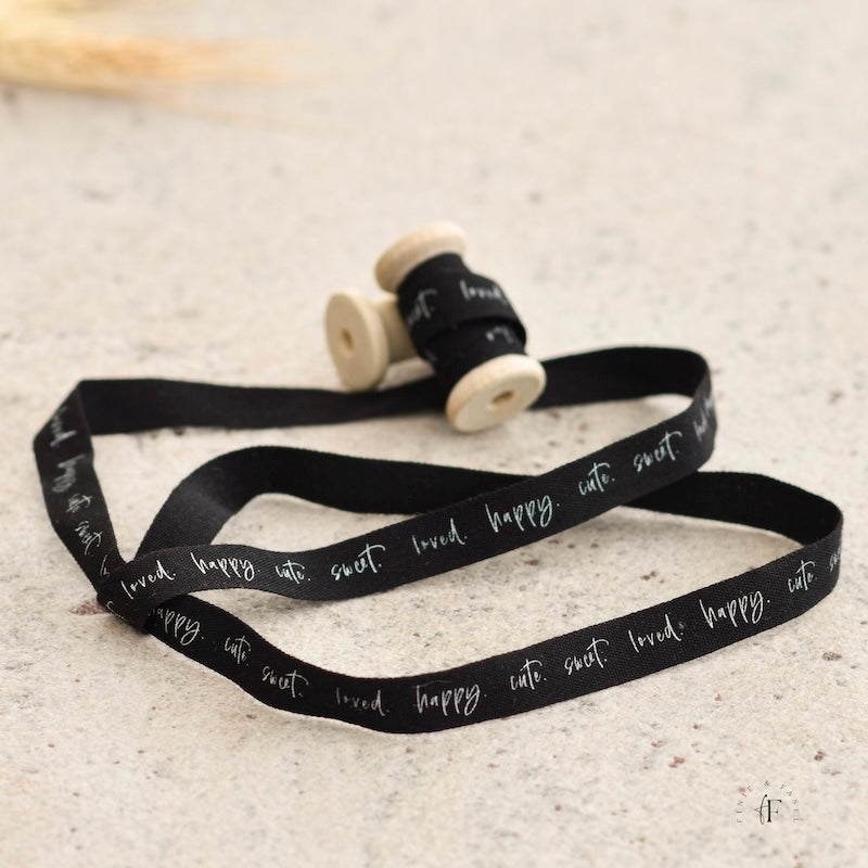Designband schwarz "sweet happy cute"