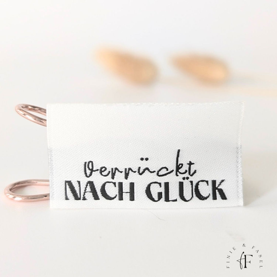 Weblabel cremeweiß "Verrückt nach Glück"
