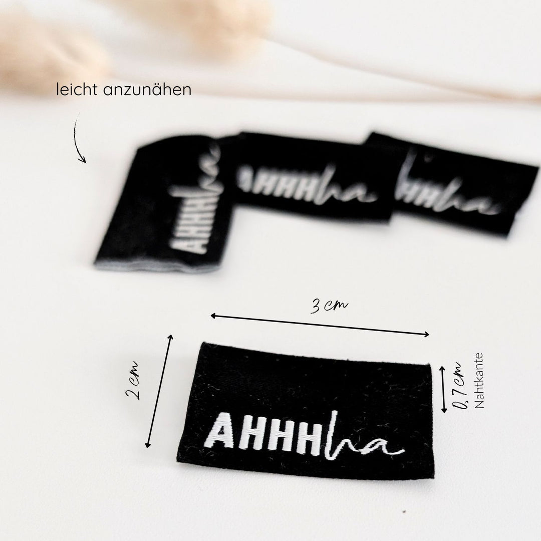 Weblabel schwarz "Ahh ha"