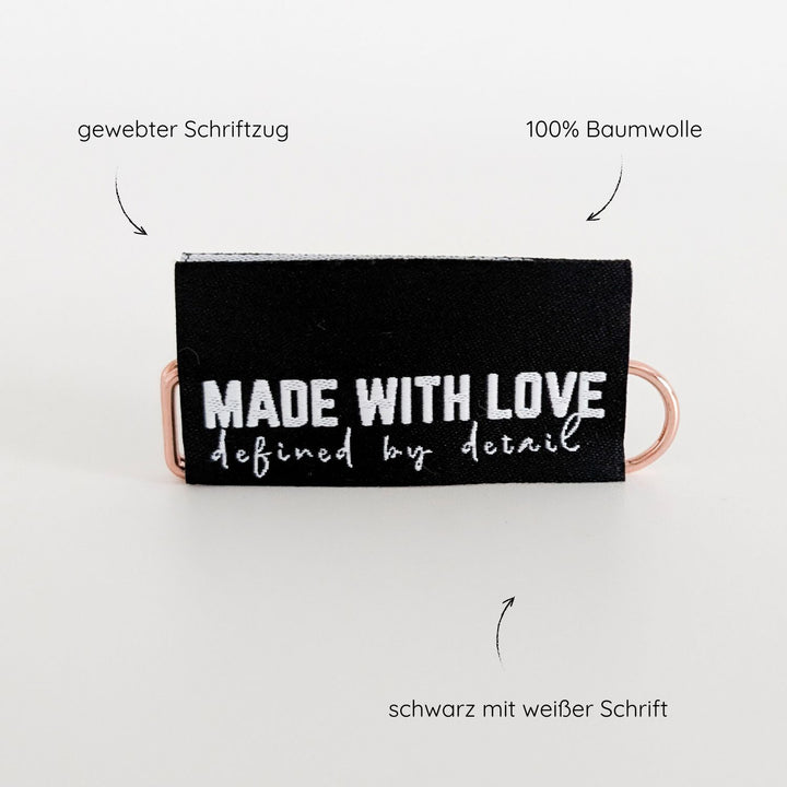 Weblabel schwarz "made with love"