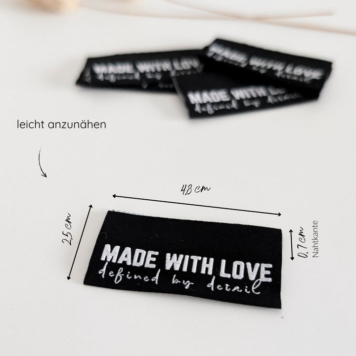 Weblabel schwarz "made with love"