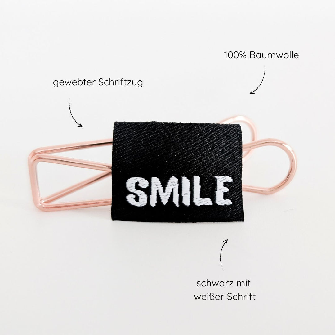 Weblabel schwarz "smile"