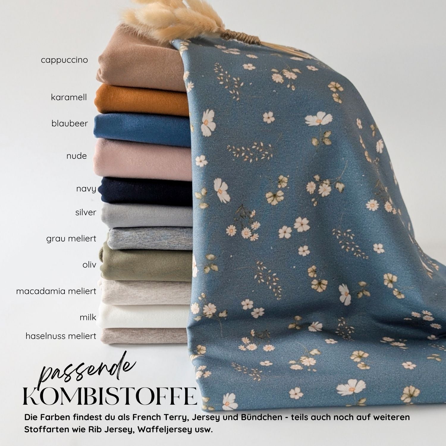 French Terry Wiesenblumen (blau)