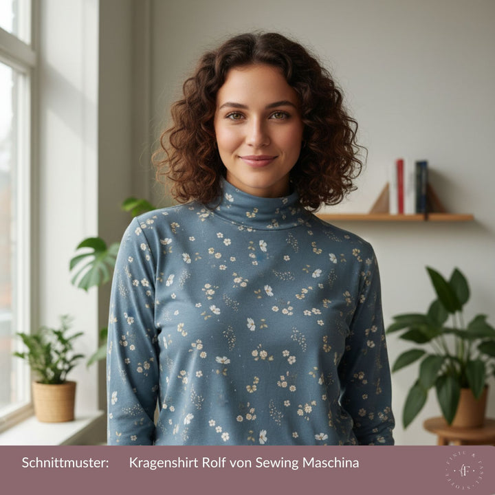 Jersey Wiesenblumen blau