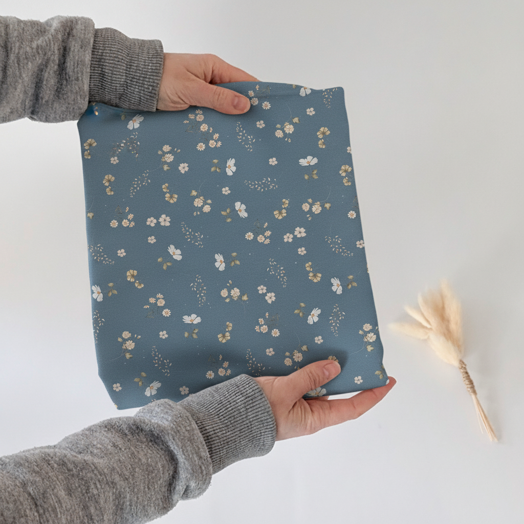 French Terry Wiesenblumen (blau)