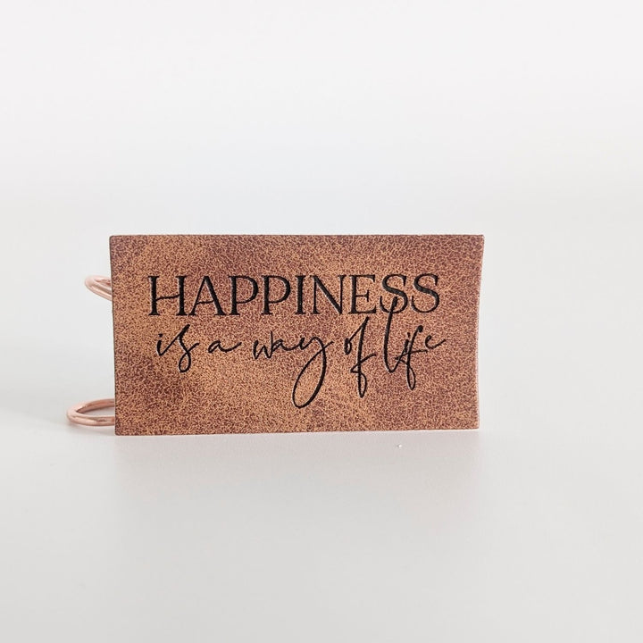 Kunstlederlabel "Happiness is a way of life"