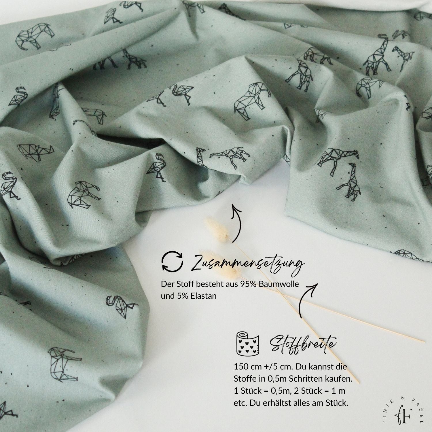 Weicher Bio-Jersey mit geometrischen Safari-Tieren – detailreich illustriert und ideal für Kinderkleidung