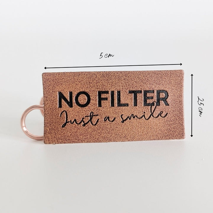 Kunstlederlabel "no filter, just smile"
