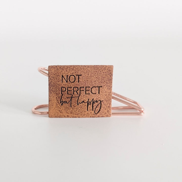 Kunstlederlabel "Not perfect but happy"