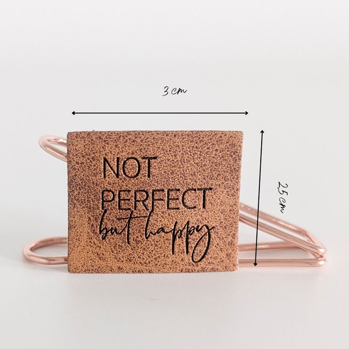 Kunstlederlabel "Not perfect but happy"