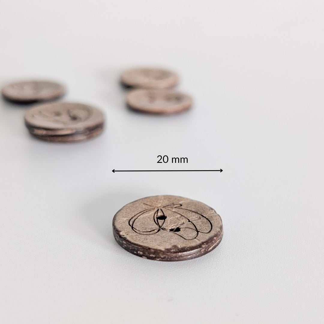 Kokosknopf 20mm Schmetterlinge