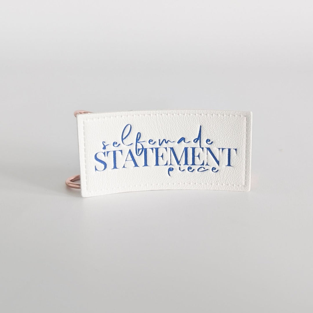 Kunstlederlabel weiß "Selfmade Statement"