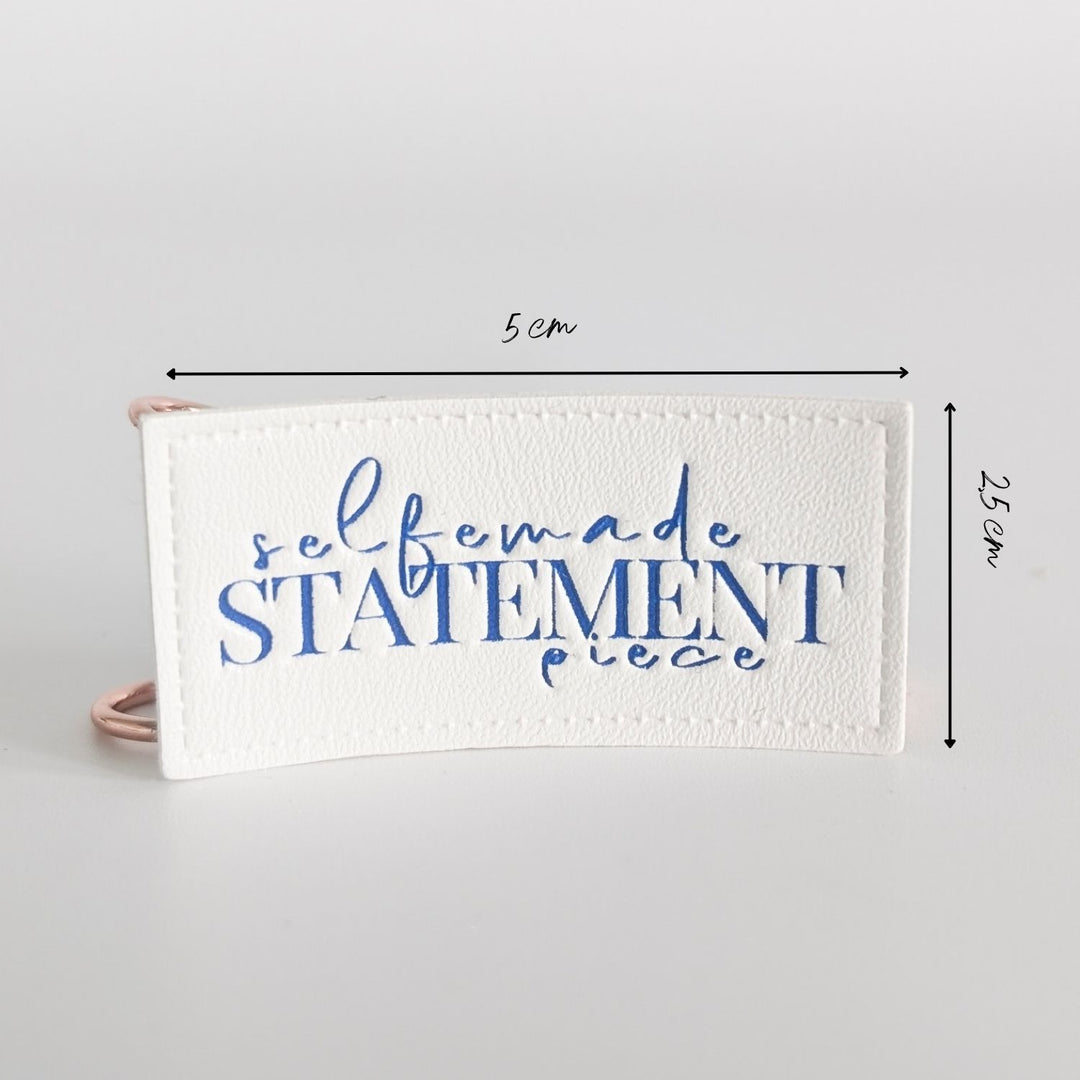 Kunstlederlabel weiß "Selfmade Statement"