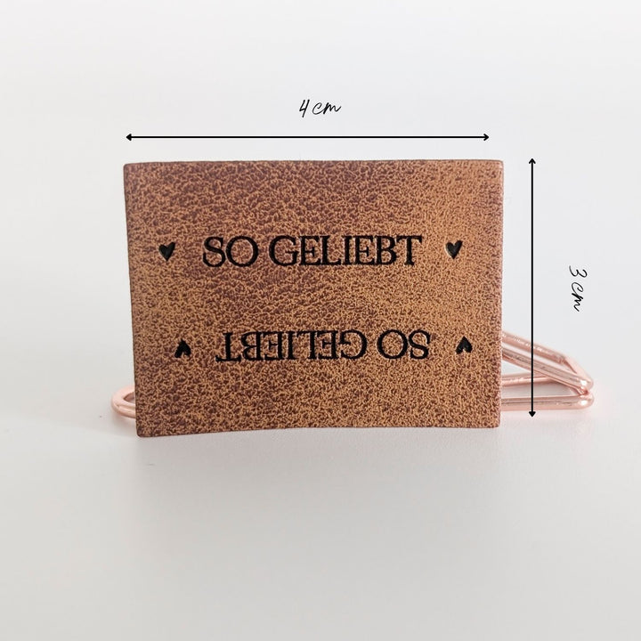 Kunstleder Klapplabel "so geliebt"