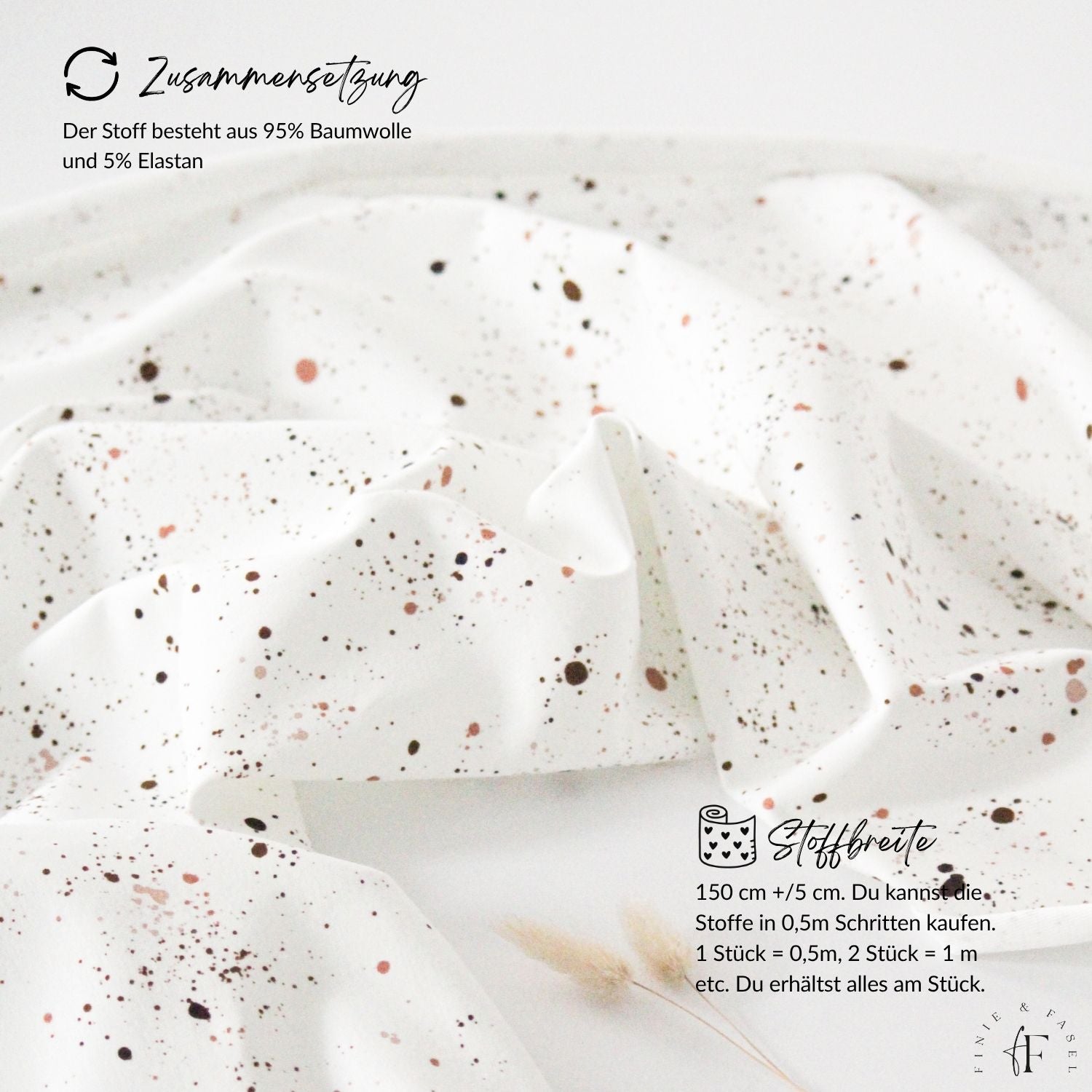 French Terry Splash Stoff „Chocolate Splash“ – weiche Meterware mit Sprenkeldesign zum Nähen von Kleidung