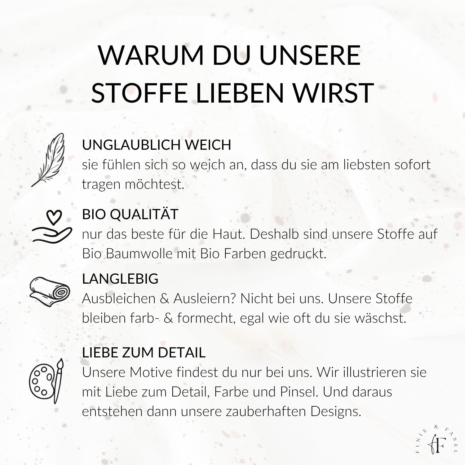 French Terry Stoff „Chocolate Splash“ – Übersicht zu Qualität, Weichheit, Bio-Baumwolle und handgezeichnetem Design